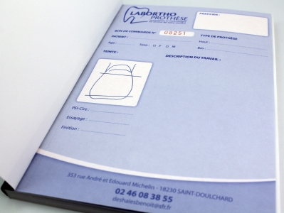 carnet auto-copiant numéroté Labortho Prothèse
