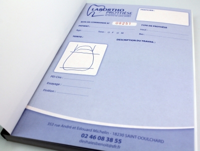 carnet auto-copiant numéroté Labortho Prothèse